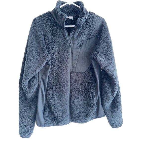 Columbia Womens By The Lake Fuzzy Fleece Jacket Sz L Black Zip - Picture 1 of 5
